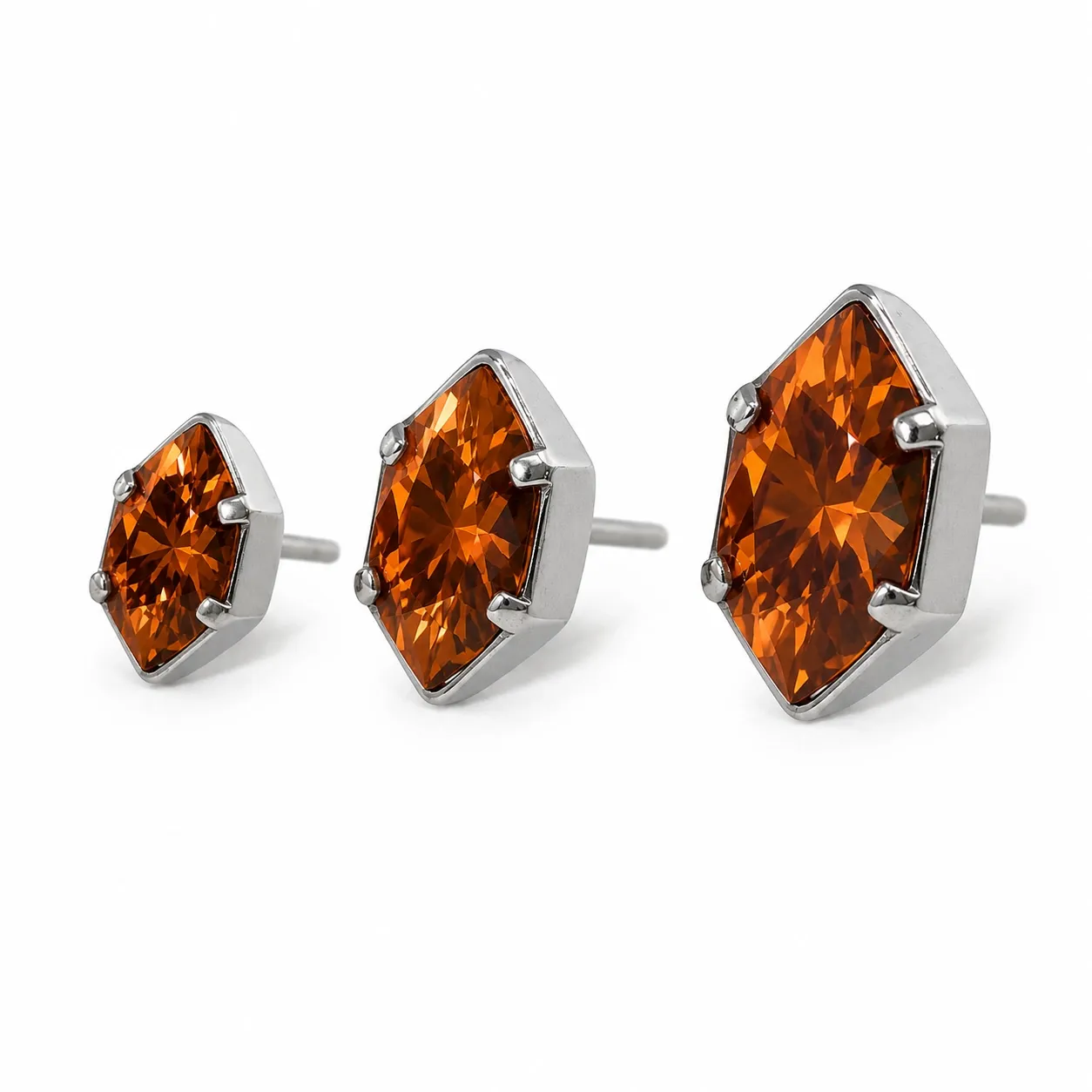 Neometal Threadless Marquise Prong Set Facetted Gem - Caramel CZ