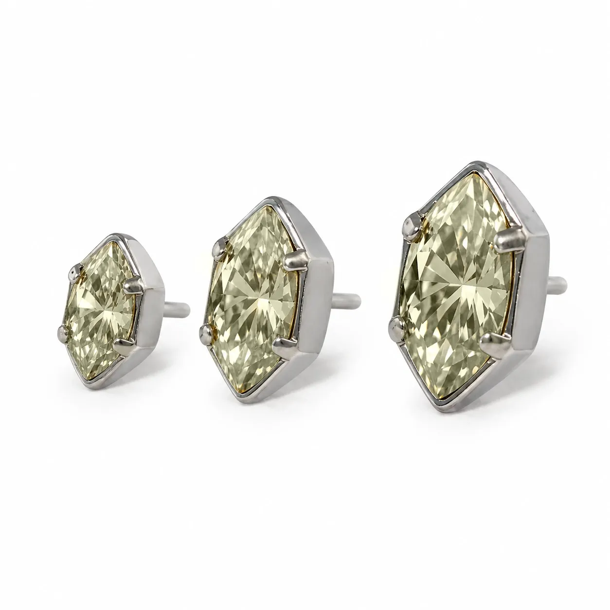 Neometal Threadless Marquise Prong Set Facetted Gem - Champagne CZ