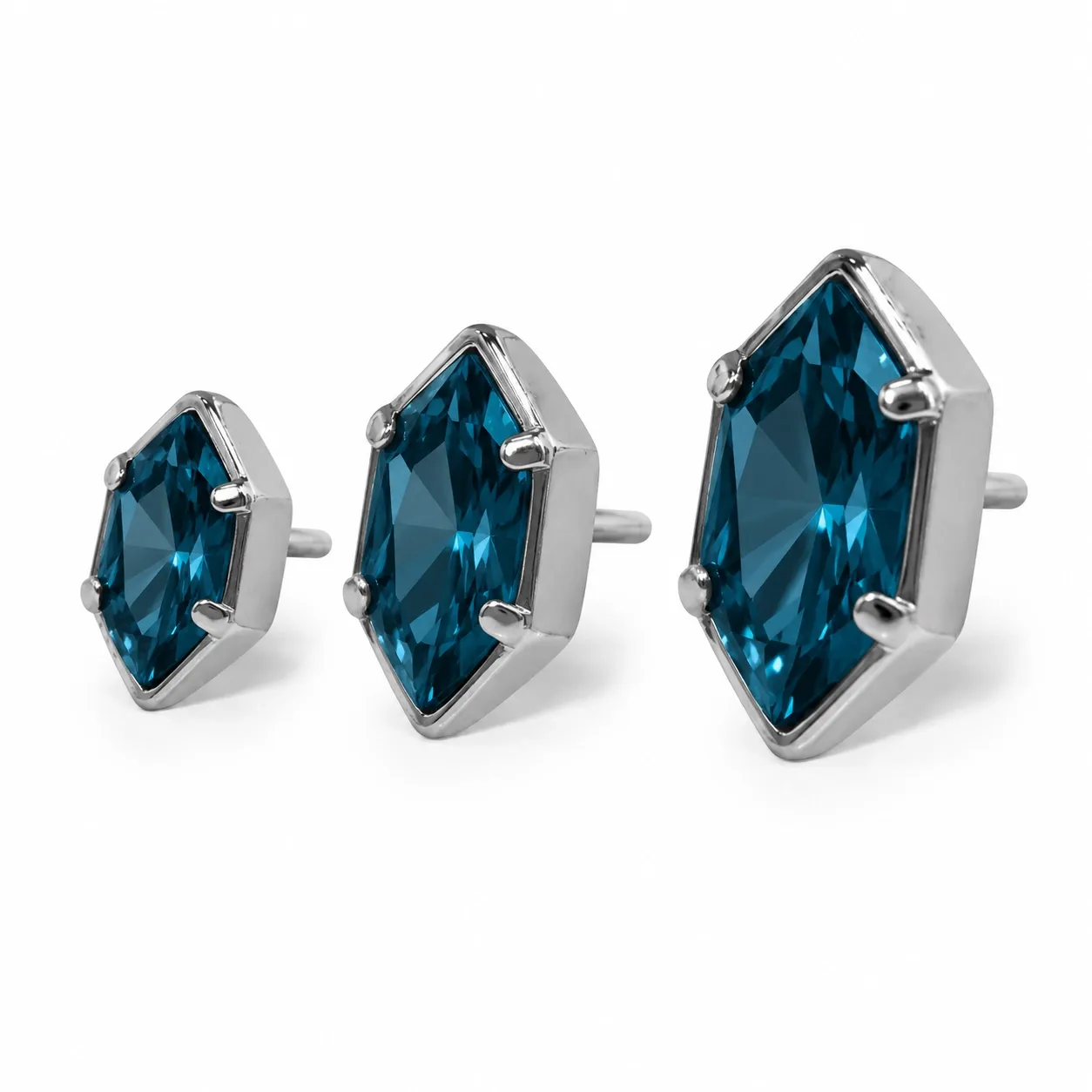 Neometal Threadless Marquise Prong Set Facetted Gem - London Blue CZ