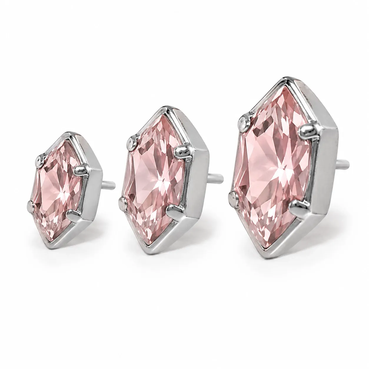 Neometal Threadless Marquise Prong Set Facetted Gem - Morganite CZ Neometal Threadless Marquise Prong Set Facetted Gem - Morganite CZ
