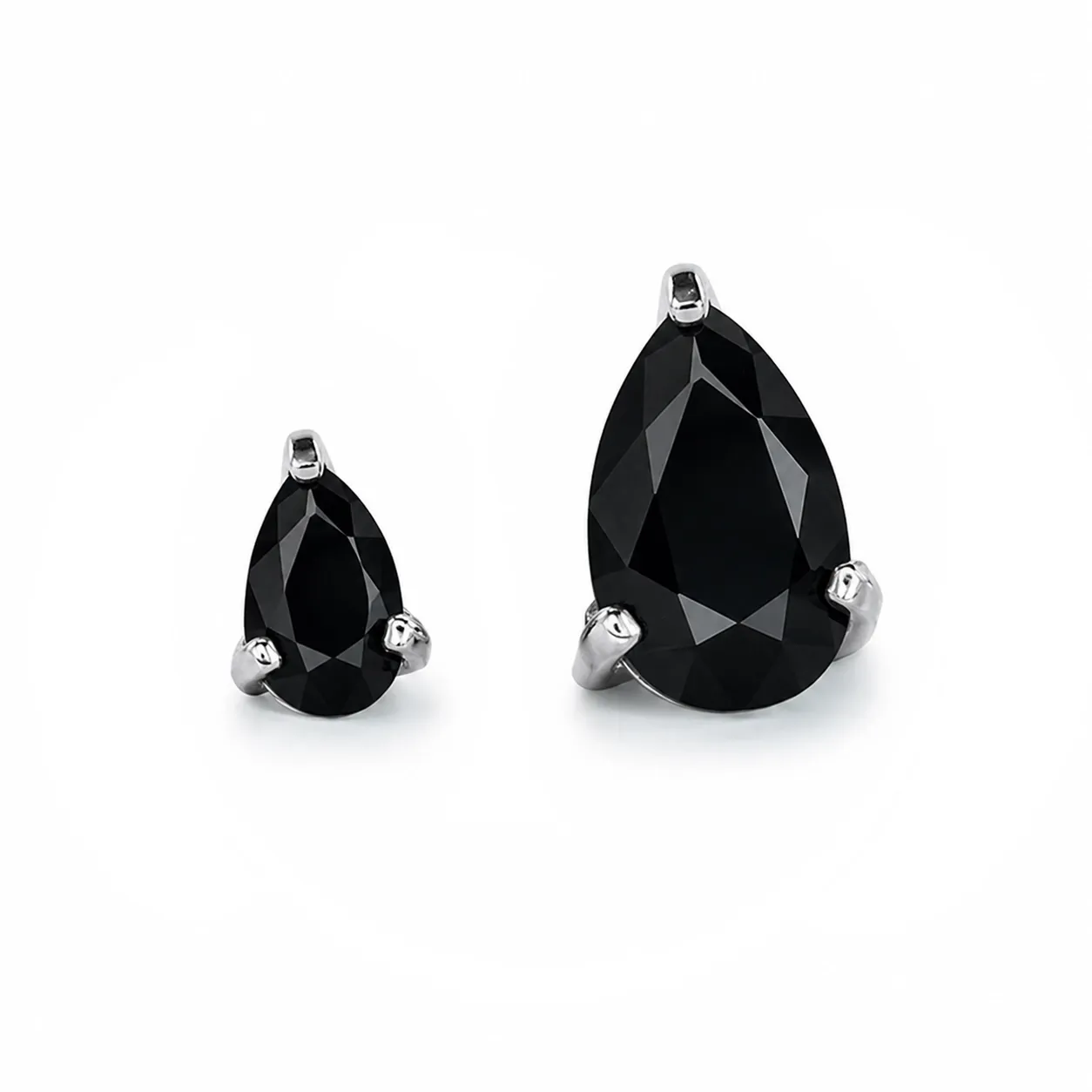 Neometal Threadless Pear Prong Set Facetted Gem - Black CZ Neometal Threadless Pear Prong Set Facetted Gem - Black CZ