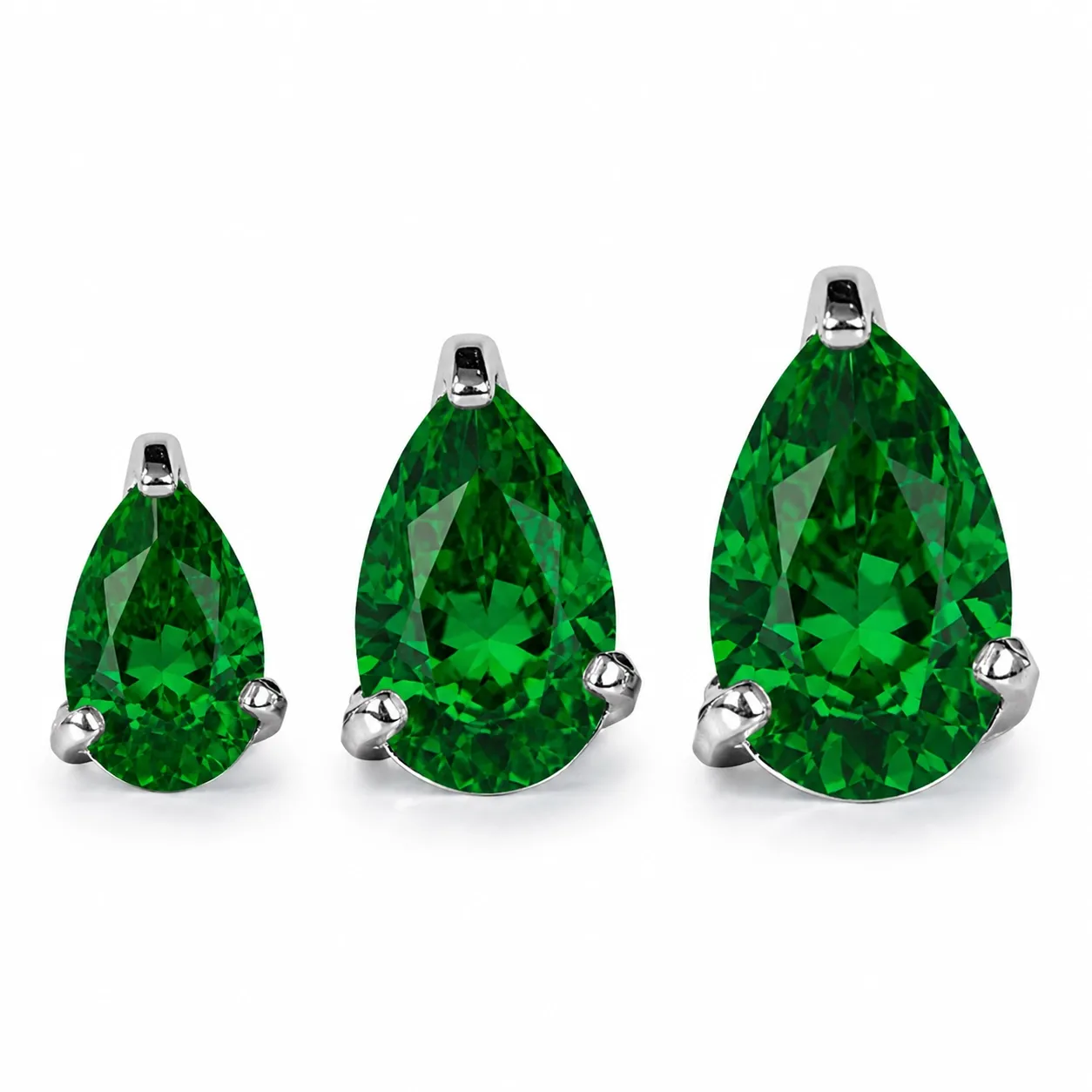 Neometal Threadless Pear Prong Set Facetted Gem - Emerald CZ