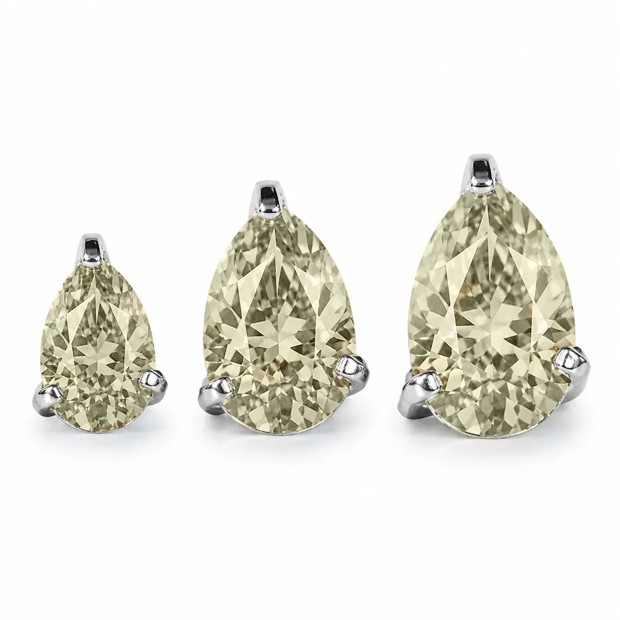 Neometal Threadless Pear Prong Set Facetted Gem - Champagne CZ