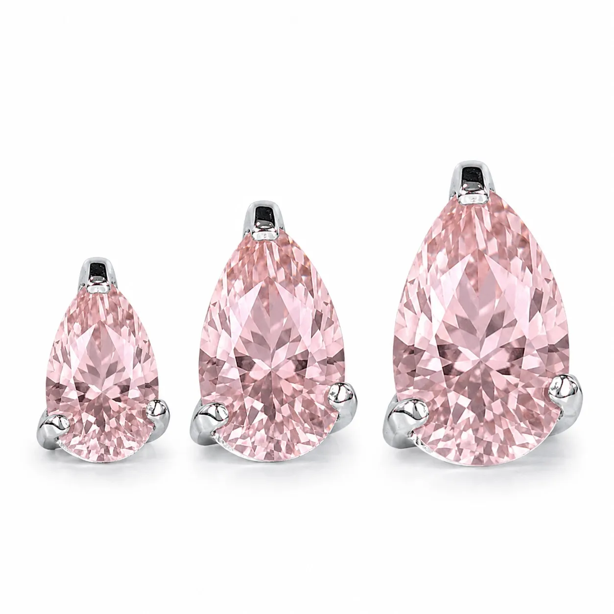Neometal Threadless Pear Prong Set Facetted Gem - Morganite CZ