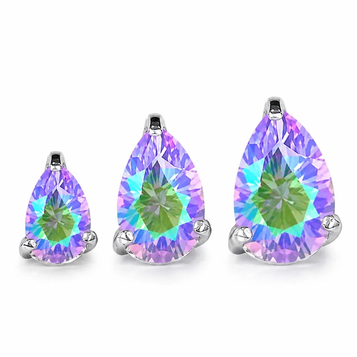 Neometal Threadless Pear Prong Set Facetted Gem - Paradise Shine CZ