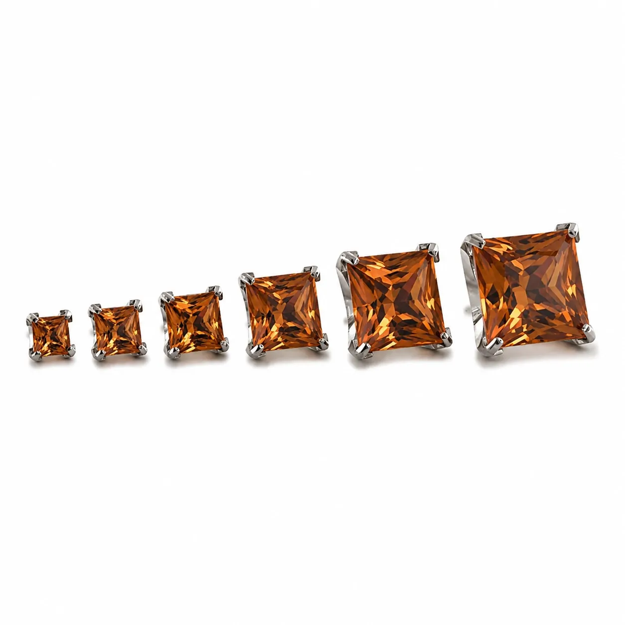 Neometal Threadless Princess Prong Set Facetted Gem - Caramel CZ
