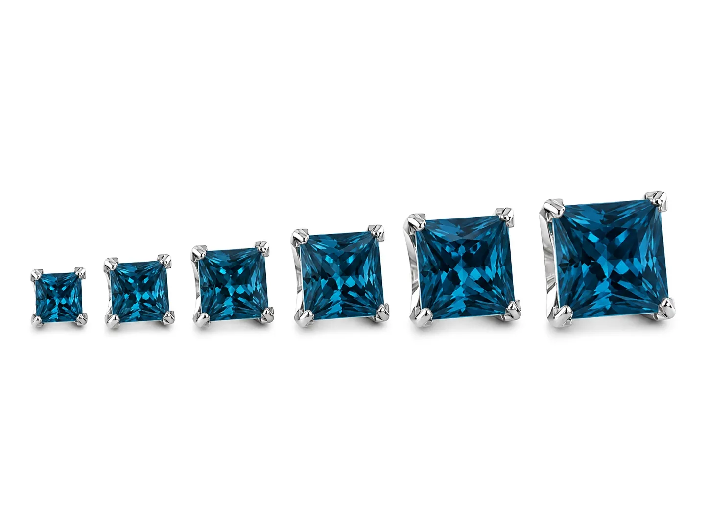 Neometal Threadless Princess Prong Set Facetted Gem - London Blue CZ Neometal Threadless Princess Prong Set Facetted Gem - London Blue CZ