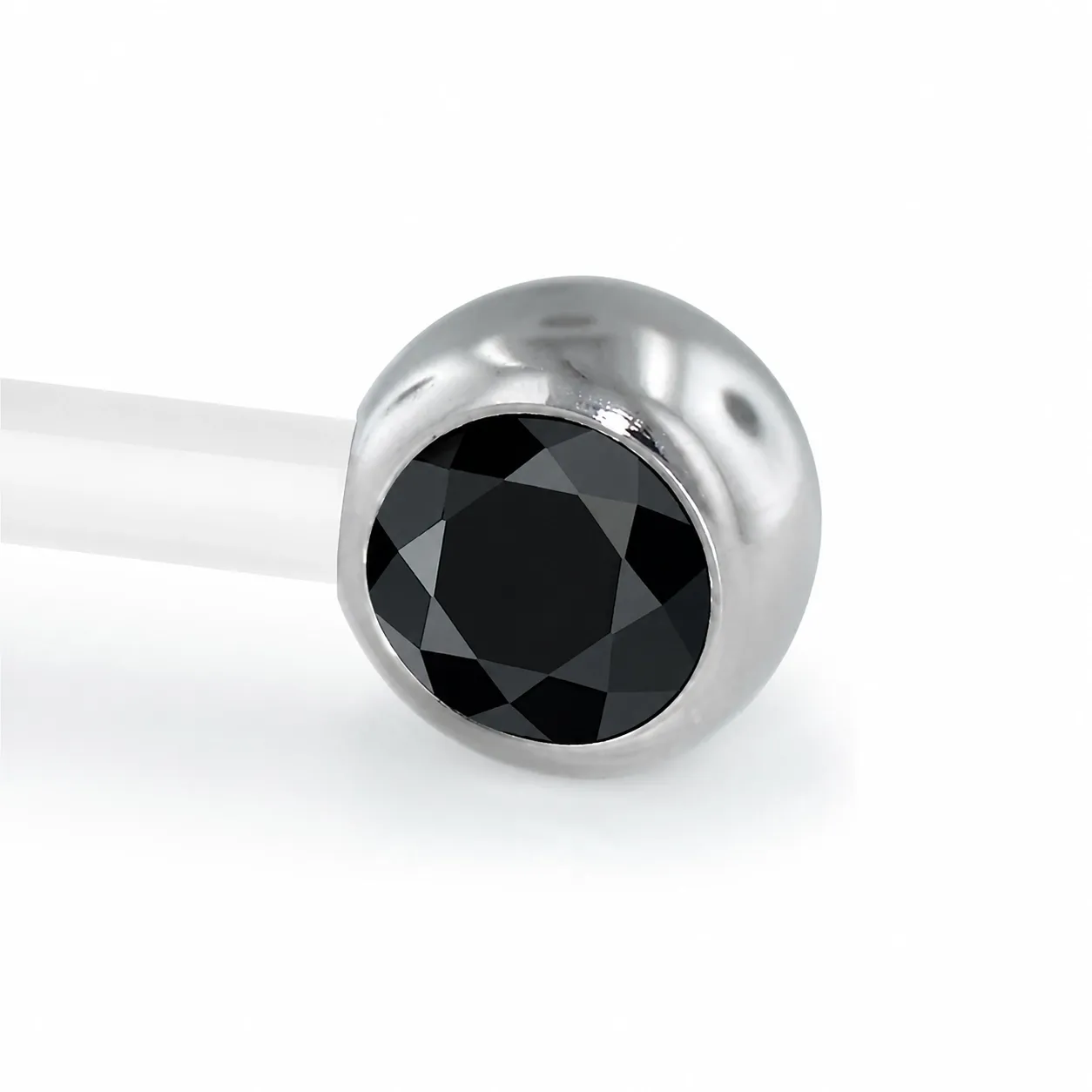 Neometal Threadless Side Set Gem - Facetted Gem Black CZ