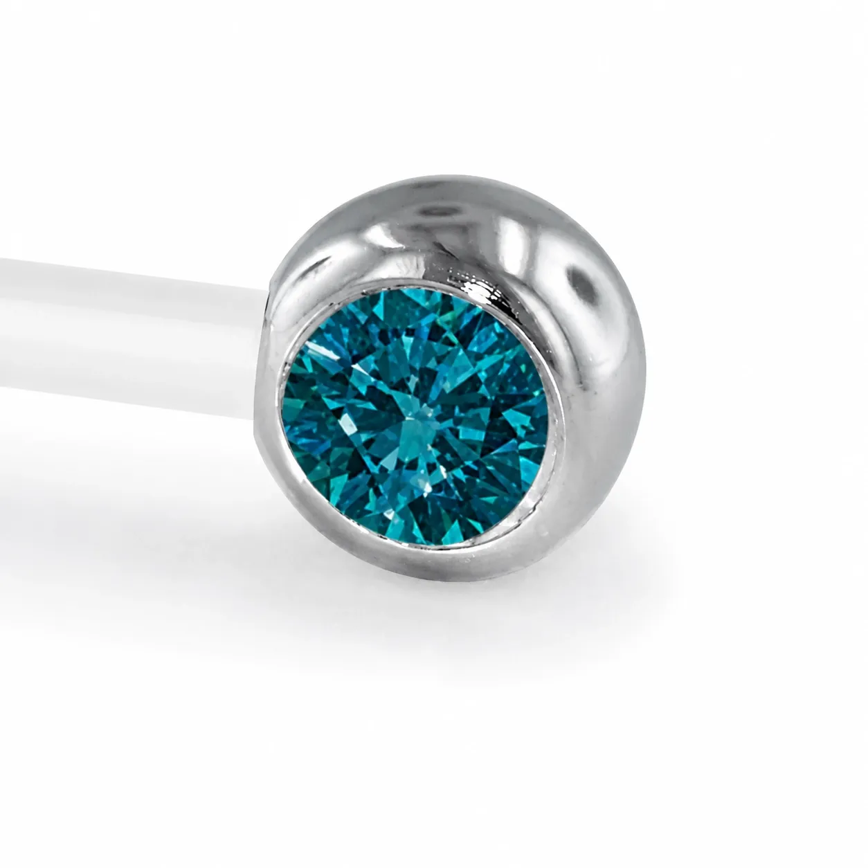 Neometal Threadless Side Set Gem - Facetted Gem London Blue CZ