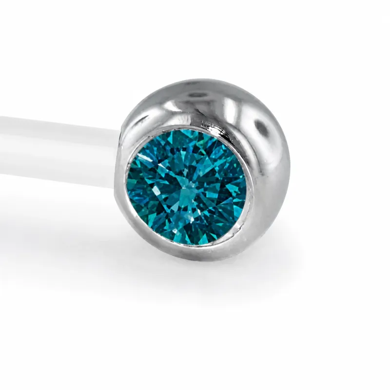 Neometal Threadless Side Set Gem - Facetted Gem London Blue CZ