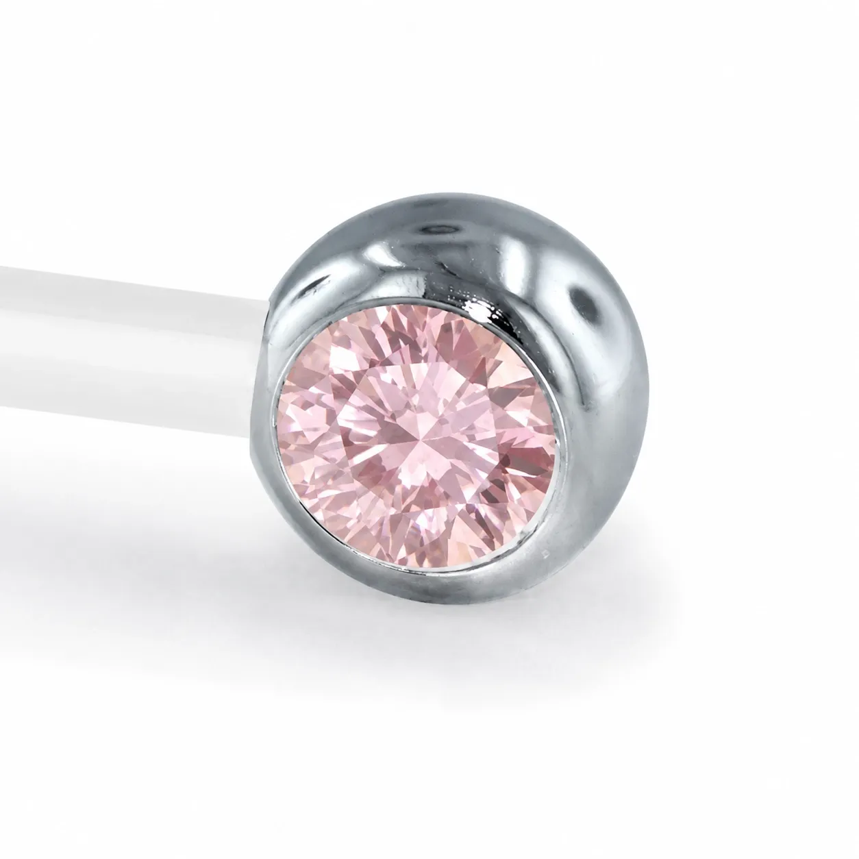 Neometal Threadless Side Set Gem - Facetted Gem Morganite CZ