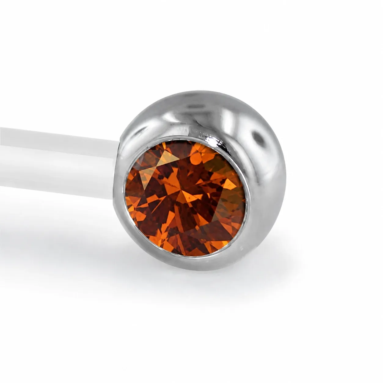 Neometal Threadless Side Set Gem - Facetted Gem Caramel CZ Neometal Threadless Side Set Gem - Facetted Gem Caramel CZ