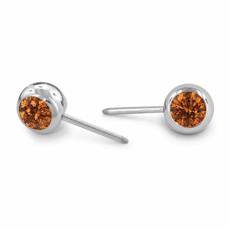 Neometal Threadless Mini Side Set Gem - Facetted Gem Caramel CZ