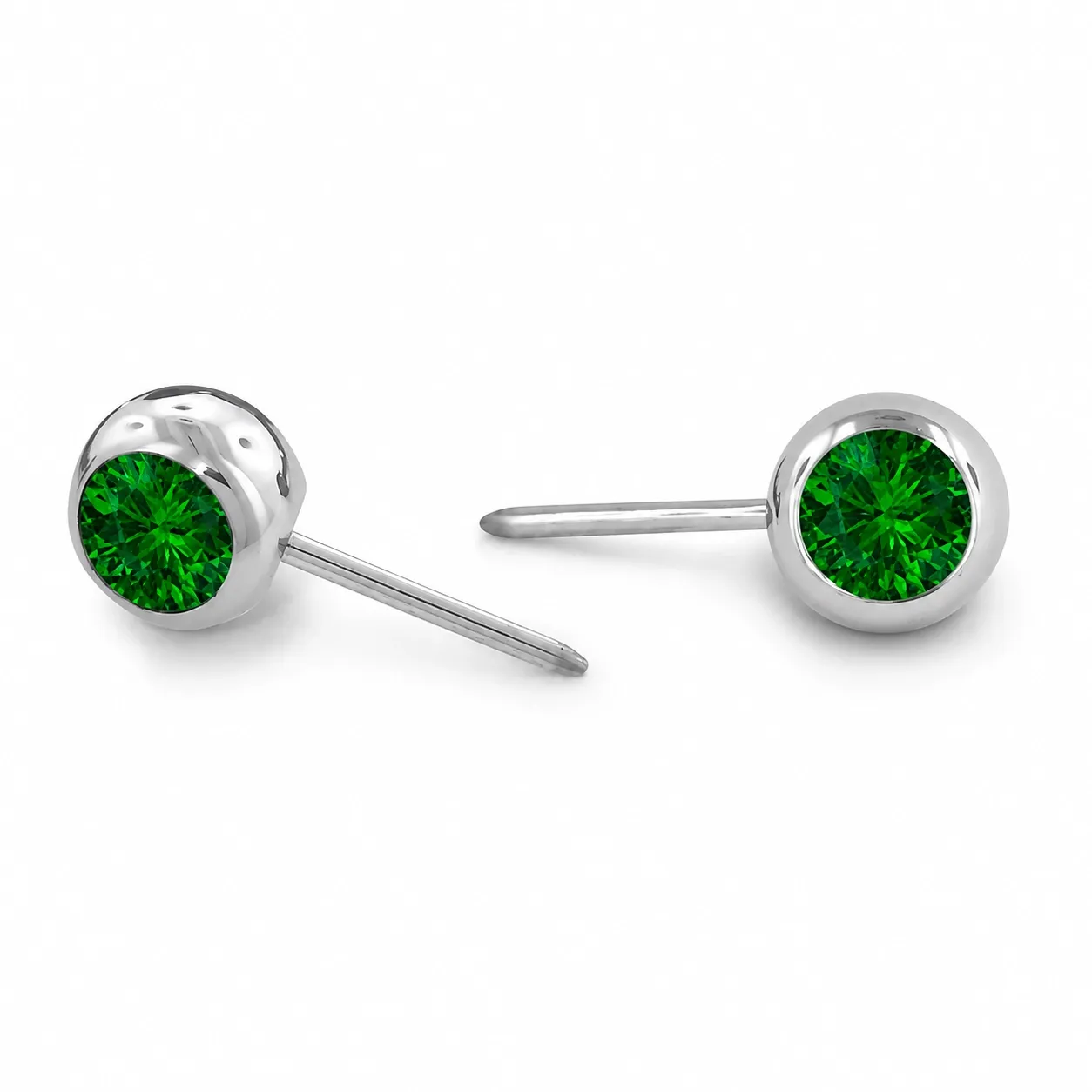 Neometal Threadless Mini Side Set Gem - Facetted Gem Emerald CZ Neometal Threadless Mini Side Set Gem - Facetted Gem Emerald CZ