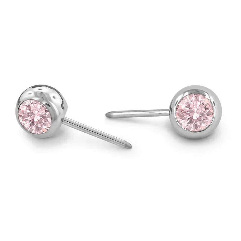 Neometal Threadless Mini Side Set Gem - Facetted Gem Morganite CZ