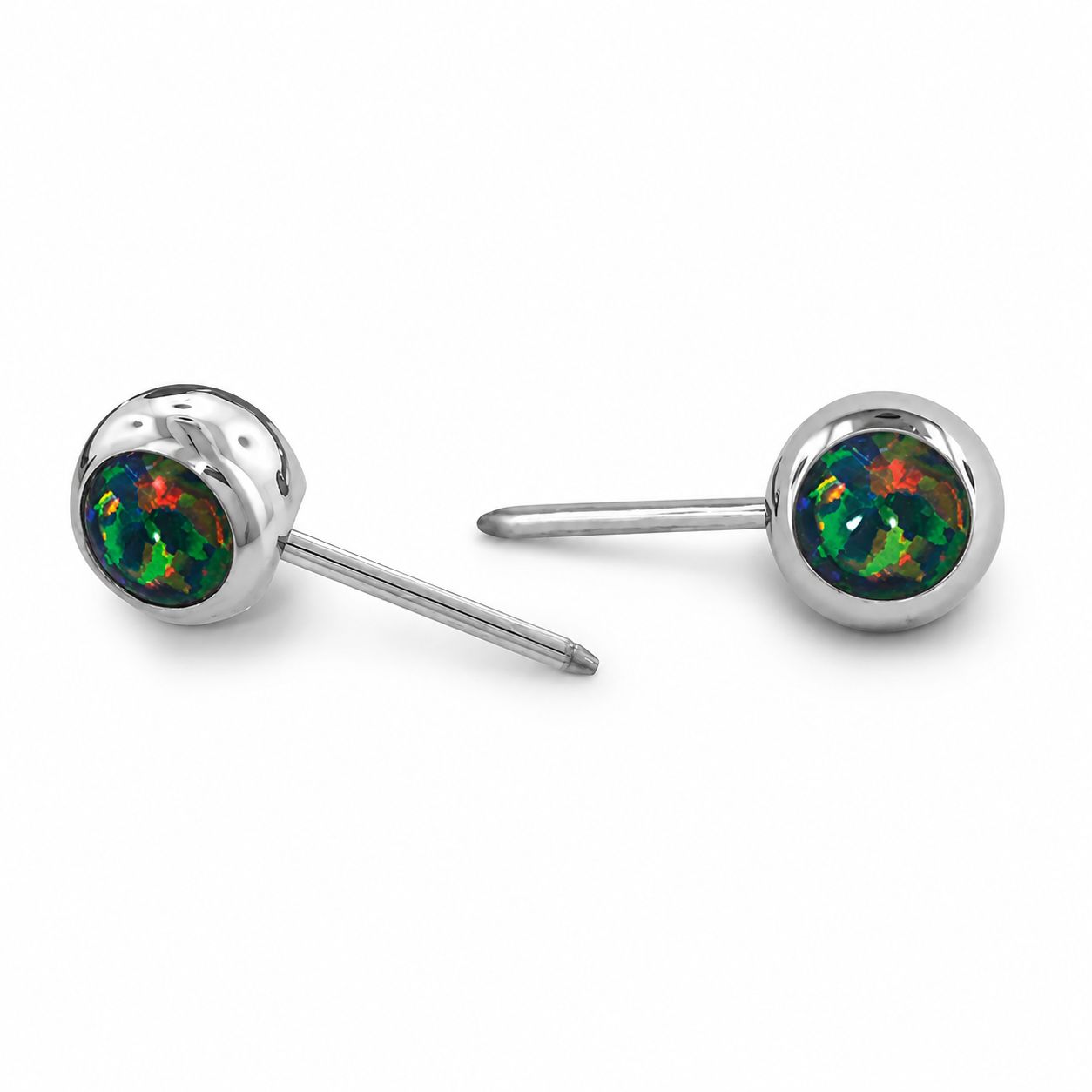 Neometal Threadless Mini Side Set Gem - Fauxpal Cabochon Black Opal Neometal Threadless Mini Side Set Gem - Fauxpal Cabochon Black Opal