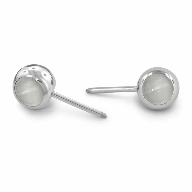 Neometal Threadless Mini Side Set Gem - Natural Stone Cabochon Moonstone