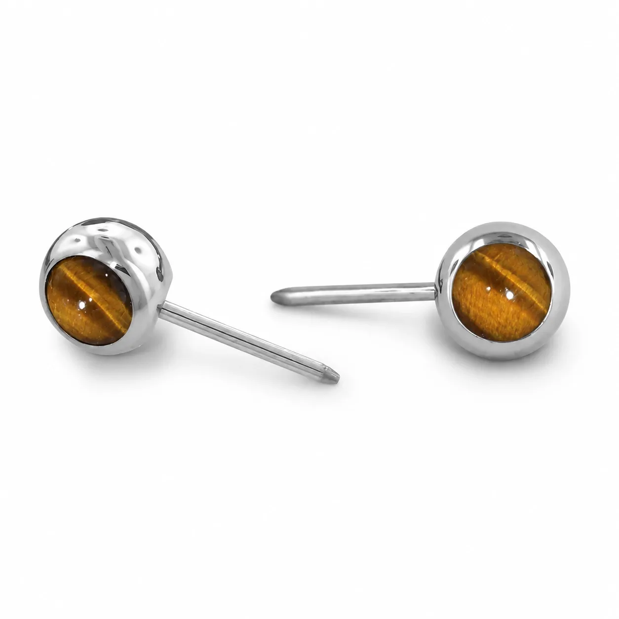 Neometal Threadless Mini Side Set Gem - Natural Stone Cabochon Tiger's Eye Neometal Threadless Mini Side Set Gem - Natural Stone Cabochon Tiger's Eye