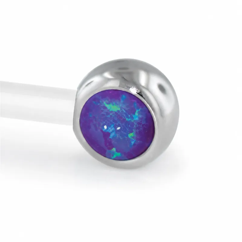 Neometal Threadless Side Set Gem - Fauxpal Cabochon Purple Opal