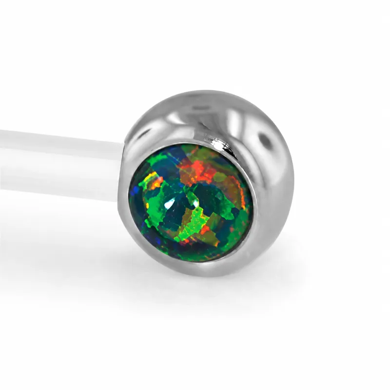 Neometal Threadless Side Set Gem - Fauxpal Cabochon Black Opal