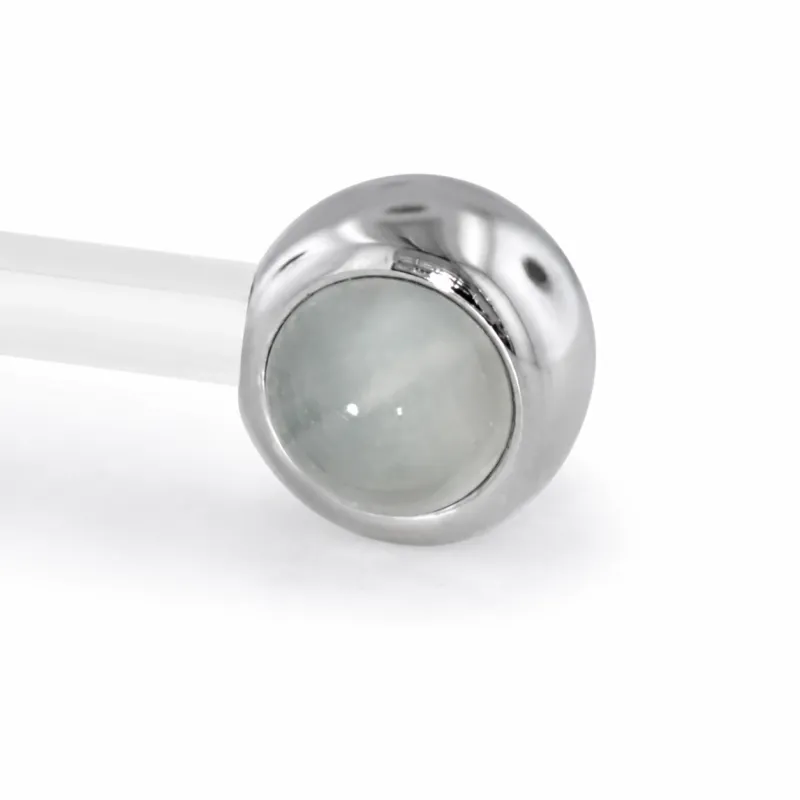 Neometal Threadless Side Set Gem - Natural Stone Cabochon Moonstone