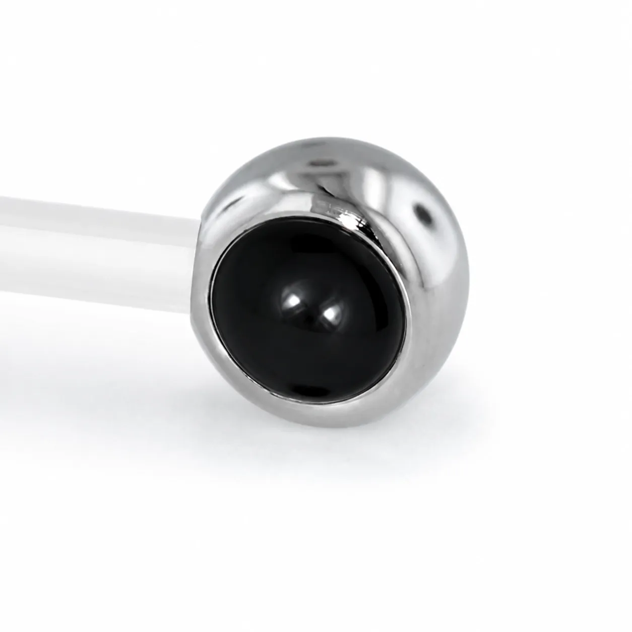 Neometal Threadless Side Set Gem - Natural Stone Cabochon Onyx