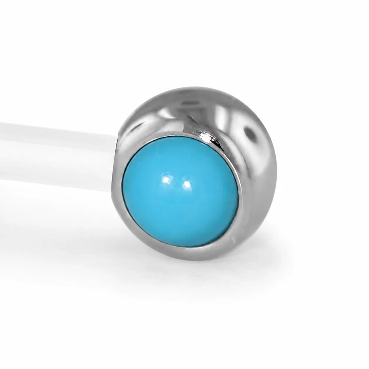 Neometal Threadless Side Set Gem - Natural Stone Cabochon Turqoise Neometal Threadless Side Set Gem - Natural Stone Cabochon Turqoise