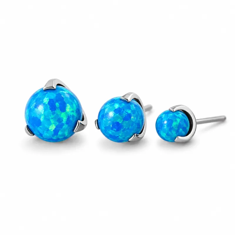 Neometal Threadless Prong Set Sphere - Capri Blue Opal