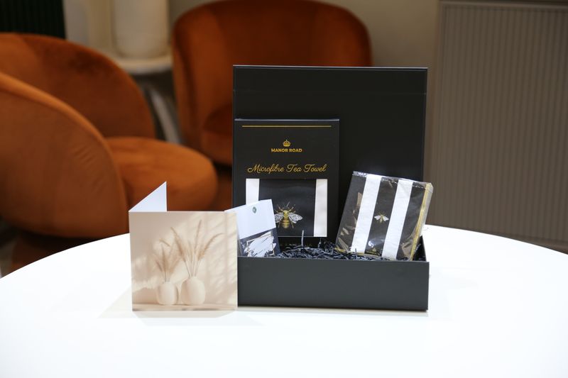 Plush Place Premium Gift Box c/w Manor Road Tea Towel - The Striped Bee