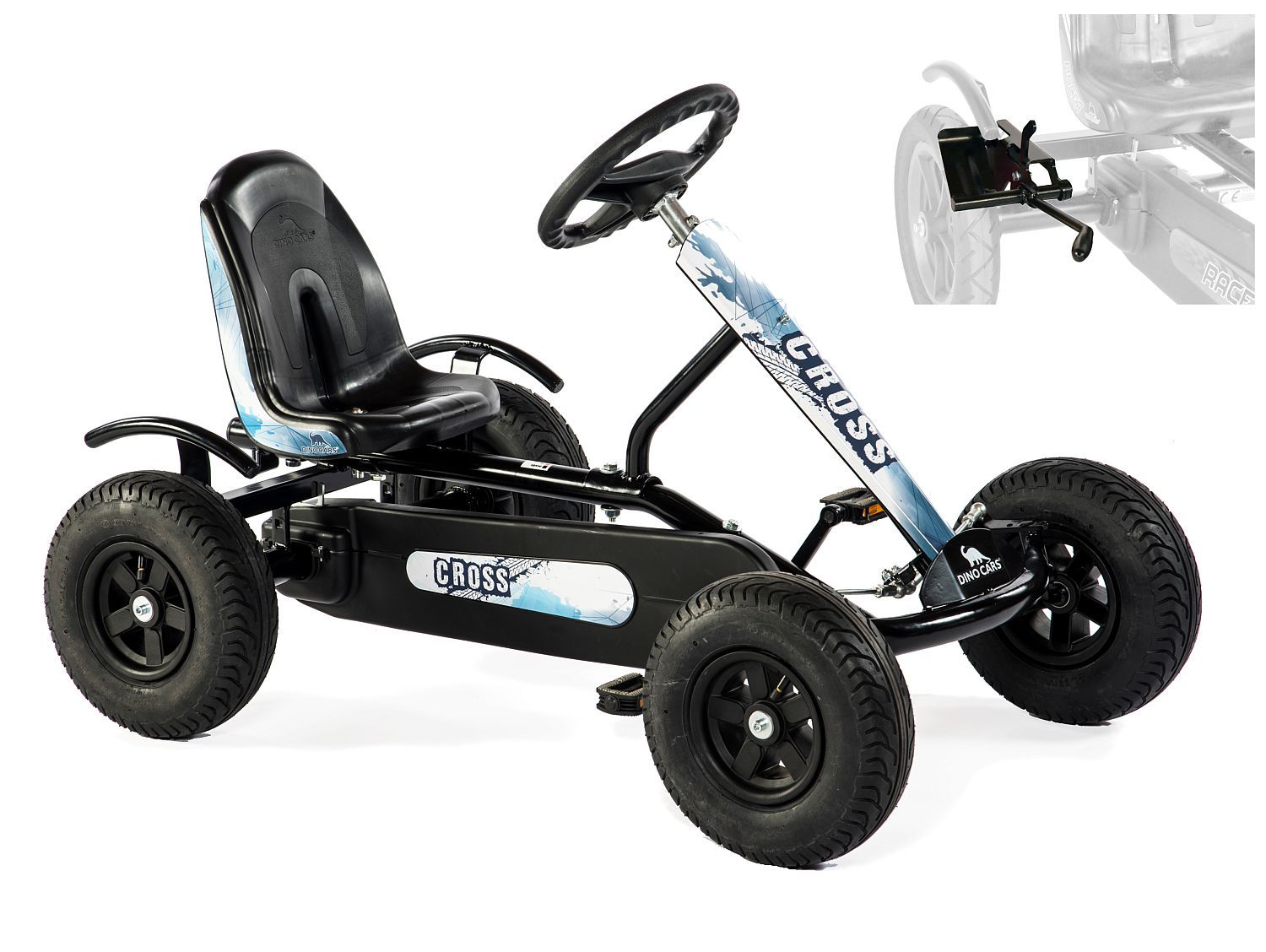 Dino-Cars GoKart Junior Cross DINO CARS Junior Cross BF1 with handbrake, black frame with 'Cross' lettering