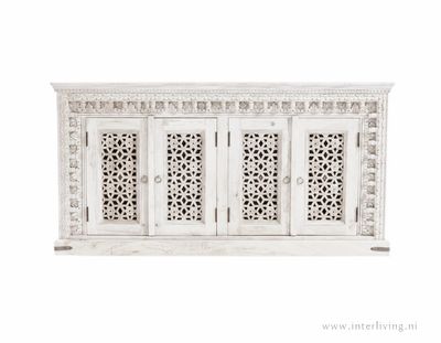 Dressoir Jodhpur - kast van mango hout uit India - white wash mangohout - 150 (b)*40 (d)*76 (h) cm