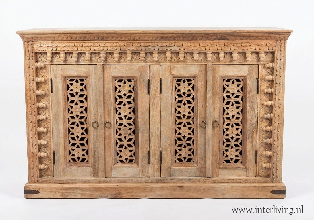 Dressoir of badkamermeubel Jodhpur - kast van mango hout uit India - naturel mangohout - 120 (b)*40 (d)*80 (h) cm