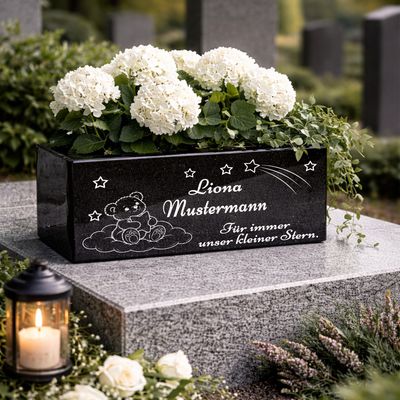Hochwertige Grab Blumenkasten mit Gravur & Granit-Blumenkübel Friedhof M21 Hochwertige Grab Blumenkasten mit Gravur & Granit-Blumenkübel Friedhof M21