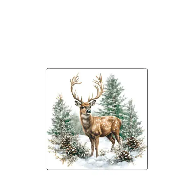 Untersetzer Hirsch im Winterwald