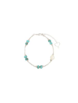 BRACCIALE ARGENTATO MADRETERRA E TUBINI TURCHESE BRACCIALE ARGENTATO MADRETERRA E TUBINI TURCHESE