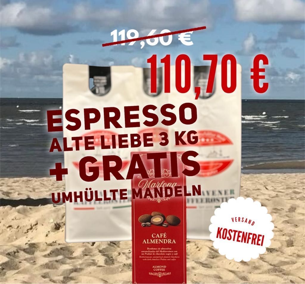 Espresso Alte Liebe + umhüllte Mandeln