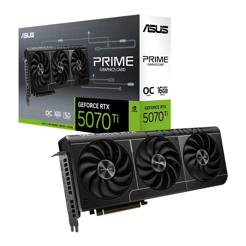 ASUS NVIDIA GeForce RTX 5070 Ti PRIME Overclocked Triple Fan 16GB GDDR7 PCIe 5.0 Graphics Card ASUS NVIDIA GeForce RTX 5070 Ti PRIME Overclocked Triple Fan 16GB GDDR7 PCIe 5.0 Graphics Card