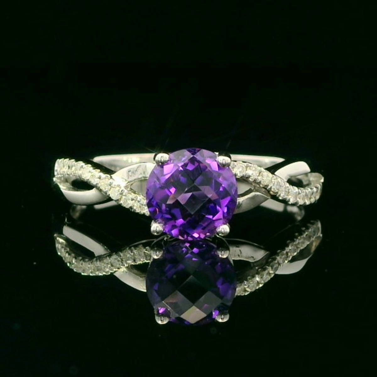 14K White Gold Amethyst and Diamond Ring 14K White Gold Amethyst and Diamond Ring