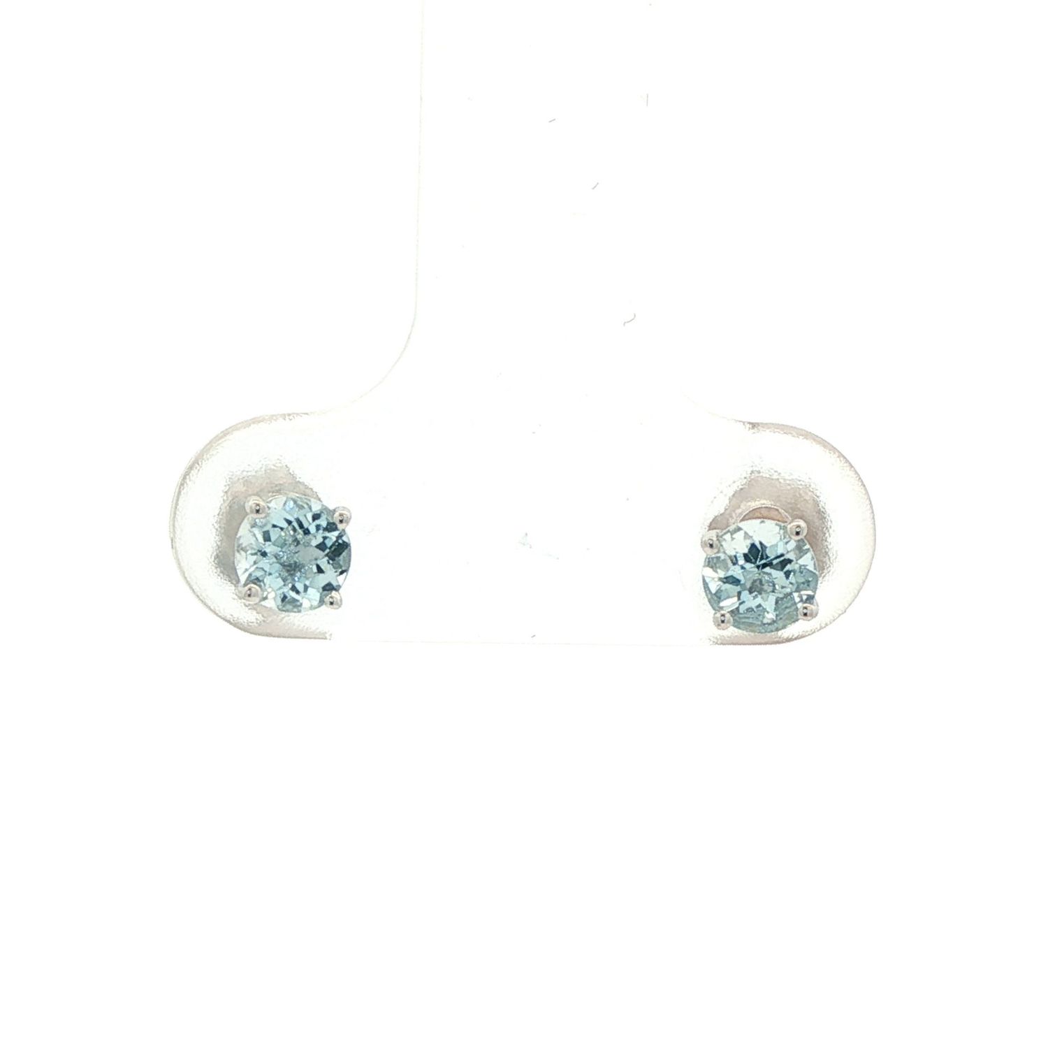 14K White Gold Aquamarine Stud Earrings