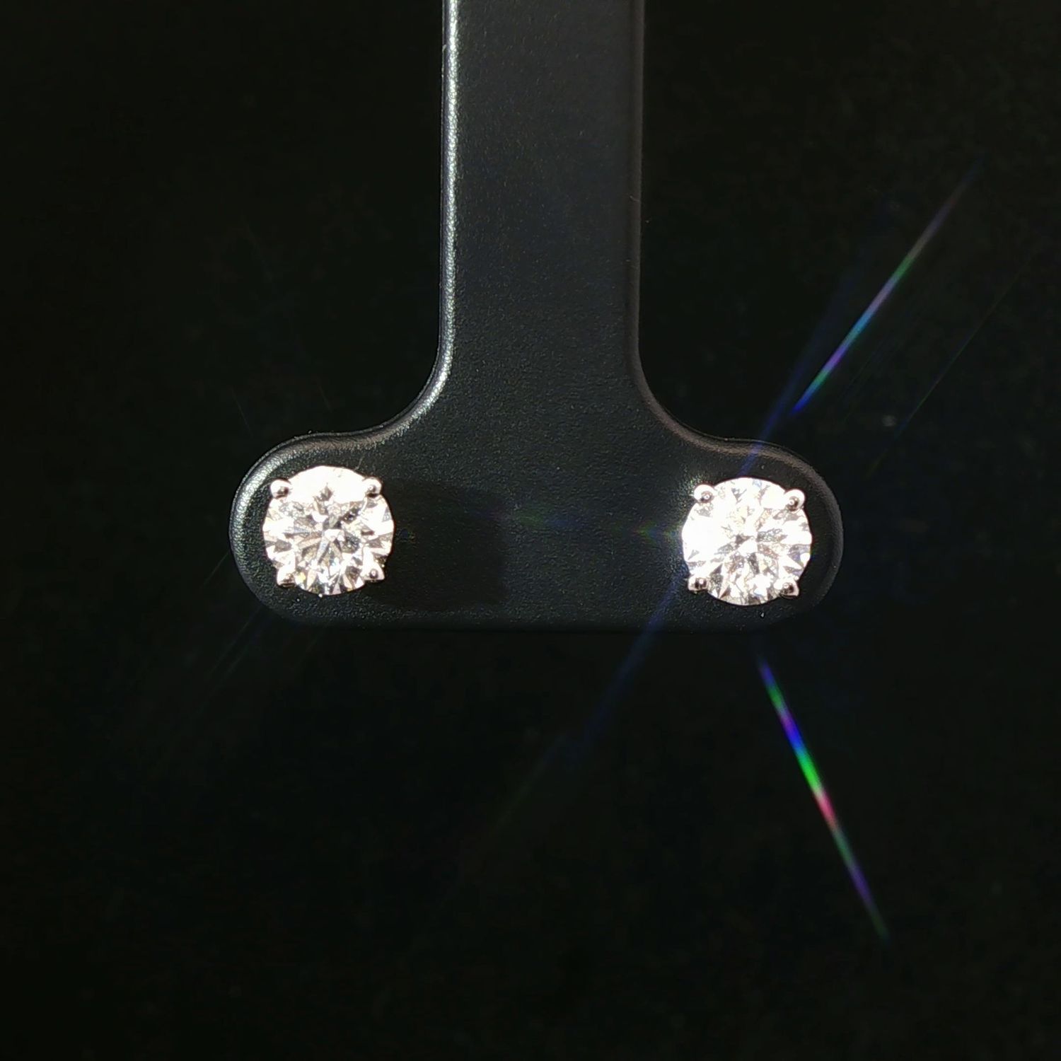 14K White Gold 1 Ct Lab Diamond Stud Earrings
