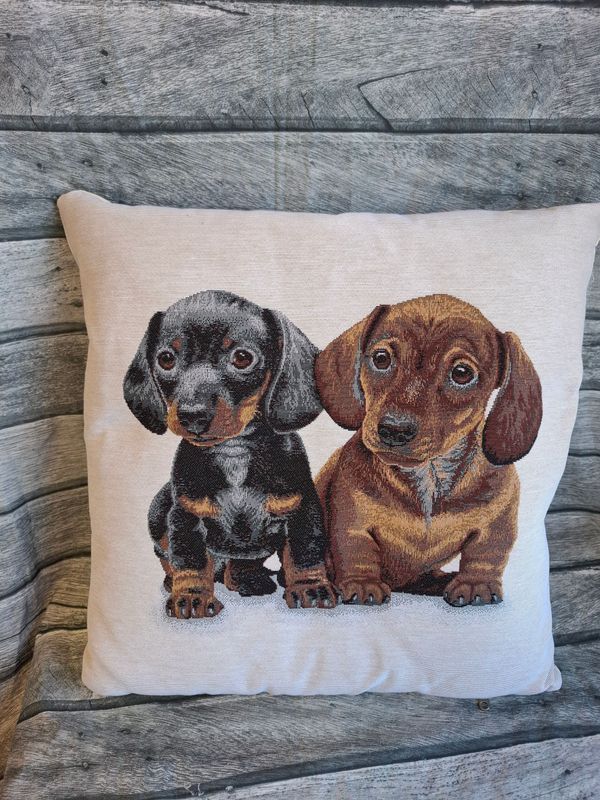 Gobelin Kissen 42x42cm "Dackel" - StickBina