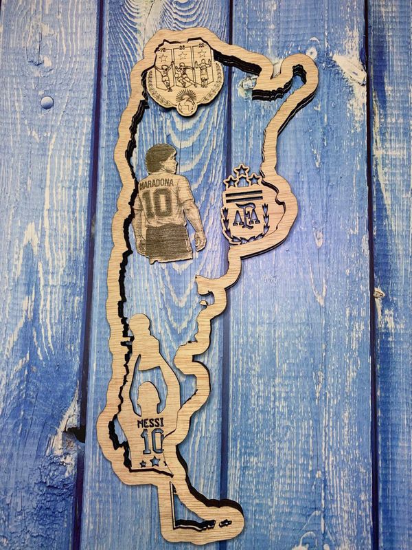 Mapa de Argentina en madera personalizado – Regalo fútbol argentino Mapa de Argentina en madera personalizado – Regalo fútbol argentino