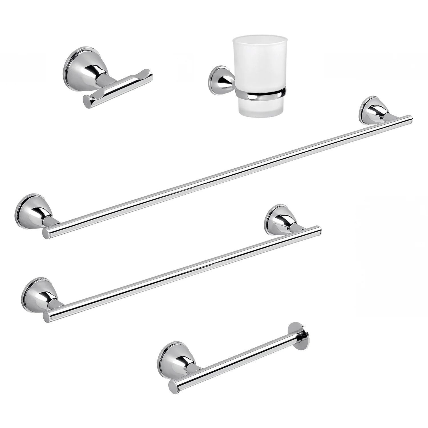 GENZIANA SET ACCESSORI BAGNO 5 PEZZI CROMATO