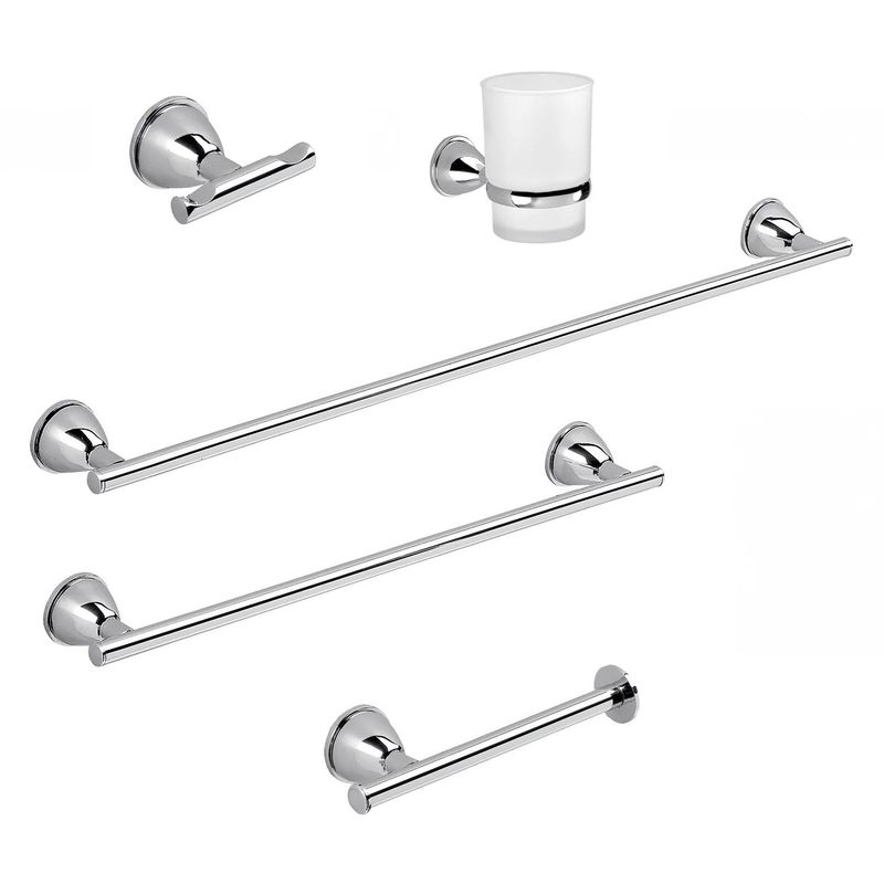 GENZIANA SET ACCESSORI BAGNO 5 PEZZI CROMATO