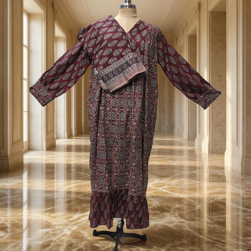 2XL-3XL Yamana With Sheila Printed Cotton Dress 57" Long Jalabiya