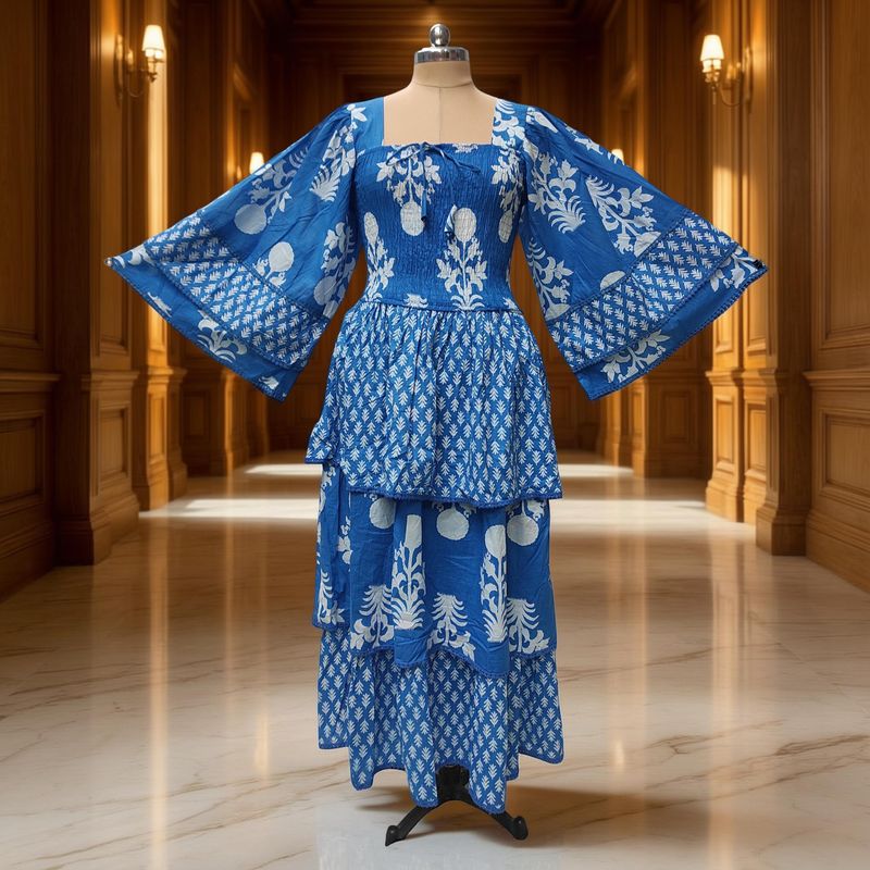 2XL/3XL Rahima Printed Cotton Dress 57" Long Jalabiya