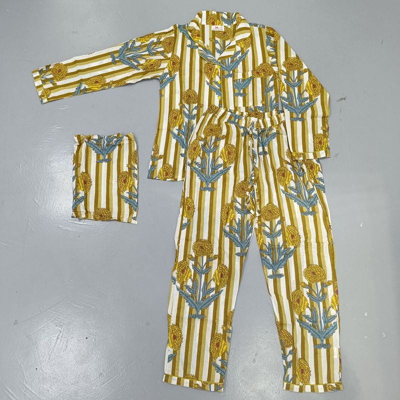 L/XL Cotton  Pajamas Set full sleeves