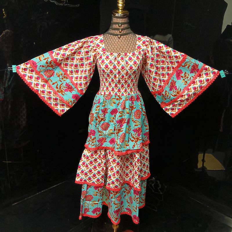 12-13 Year Rahima Printed Cotton Dress 50" Long Jalabiya