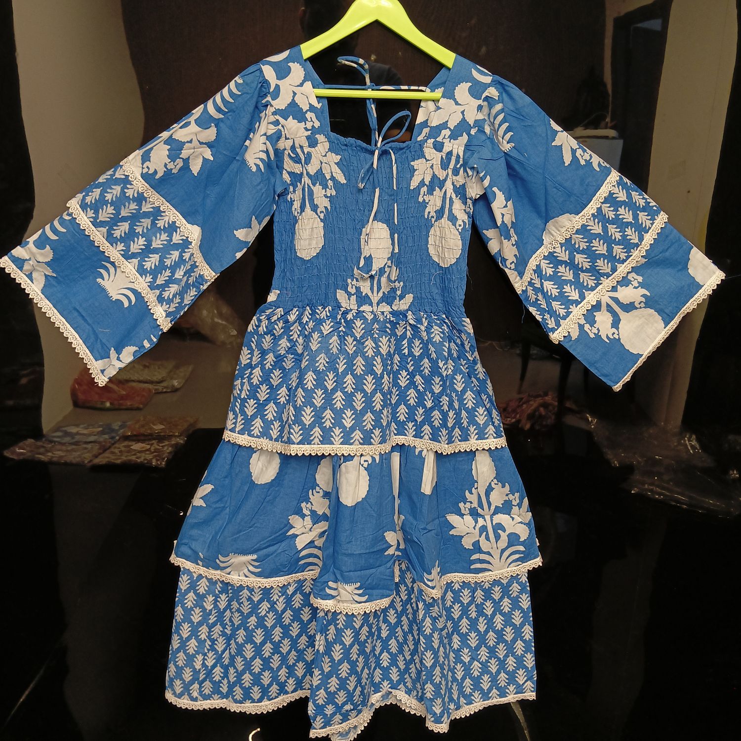 6-7 Year Rahima Printed Cotton  Dress 38" Long Jalabiya