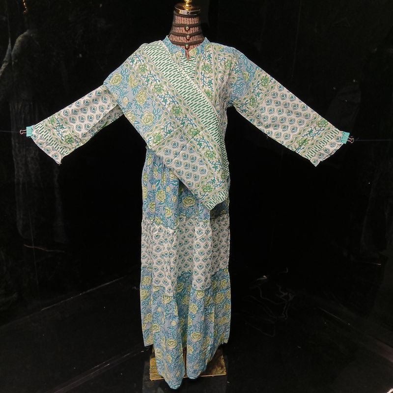 S-M Afifa Printed Cotton Dress 57" Long Jalabiya  With Sheila